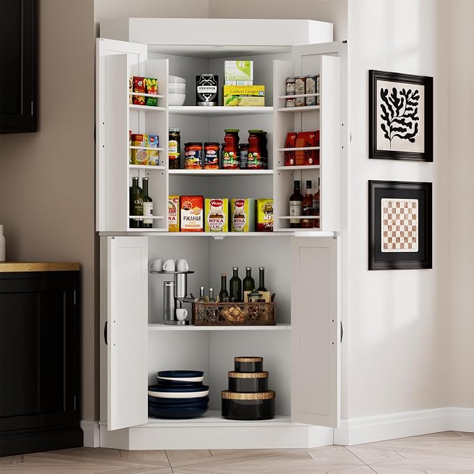Gyfimoie Corner Cabinet, Kitchen Pantry Storage Cabinet, Freestanding Buffet - Image 7