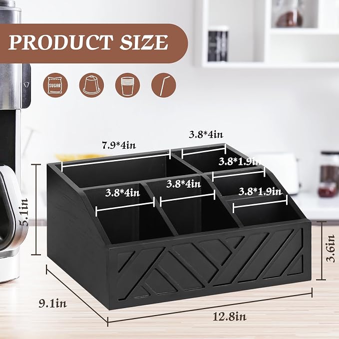 Ukonvi Coffee Pod Holder and Bar Accessories, Wood Station Organizer - Image 7