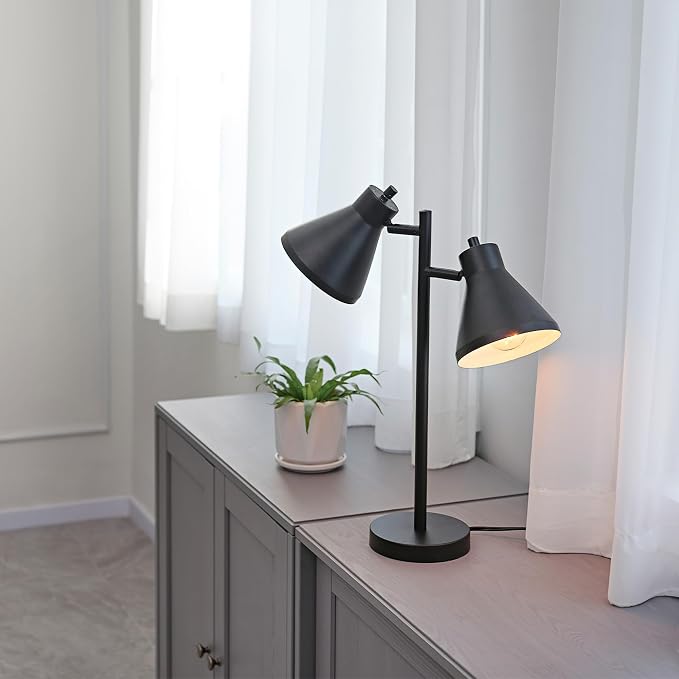 Globe Electric 18" 2-Light Desk Lamp, Industrial Design, Pivoting Heads - Image 2