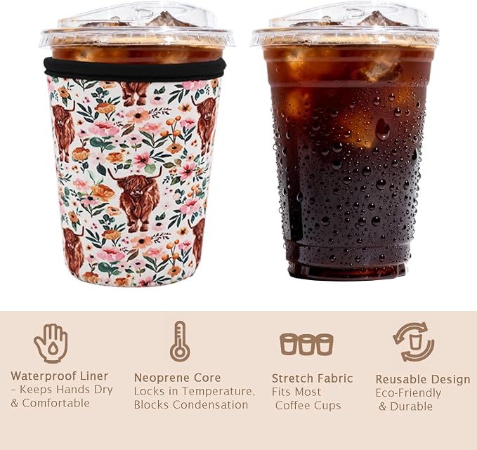 Reusable Insulated Sleeve for Iced Coffee Cup, Coffee Neoprene Sleeve for Cold - Image 6