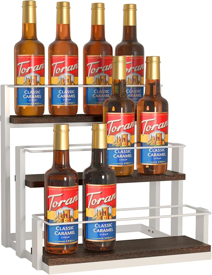 J JACKCUBE DESIGN Coffee Syrup Organizer Rack Station, Coffee Bar Accessories by JACKCUBEDESIGN
