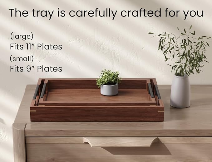 Fibogollo Walnut Wood Set of 2 Serving Tray - Image 5