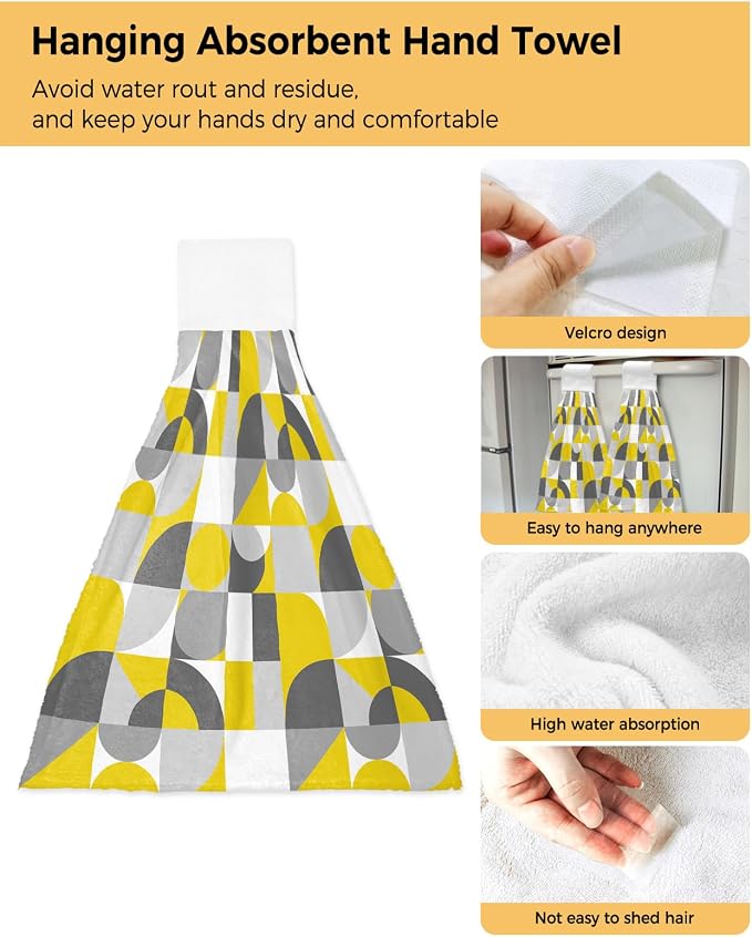 Hanging Kitchen Towels Mid Century Geometric Bathroom Hand Towels - Image 3