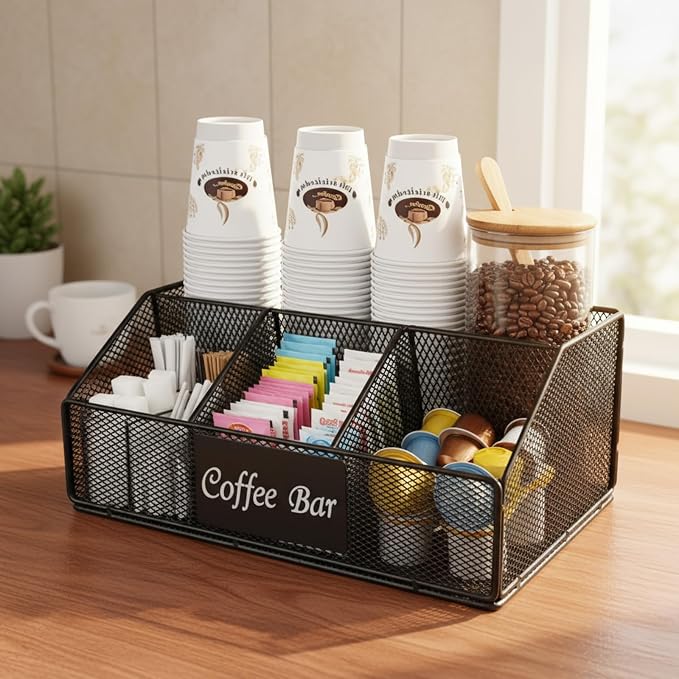 Coffee Bar Organizer for Accessories, Metal Station for Countertop, 5 - Image 2
