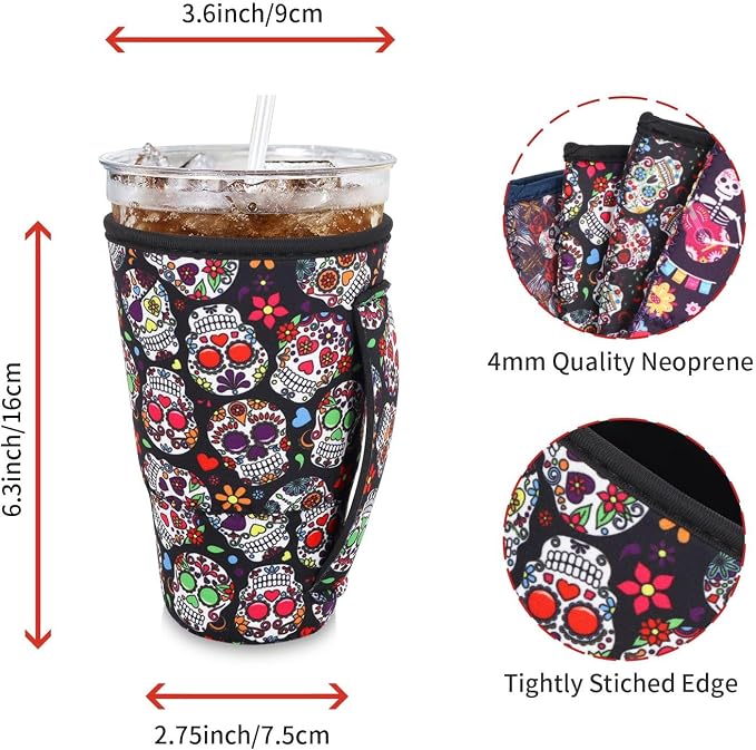 4Pack Reusable Iced Coffee Sleeve Insulator Sleeves - Image 2