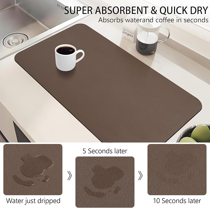 Coffee Mat for Countertop, 17“ x 31.5” Super Absorbent Coffee Bar Mat, Kitchen - Image 3