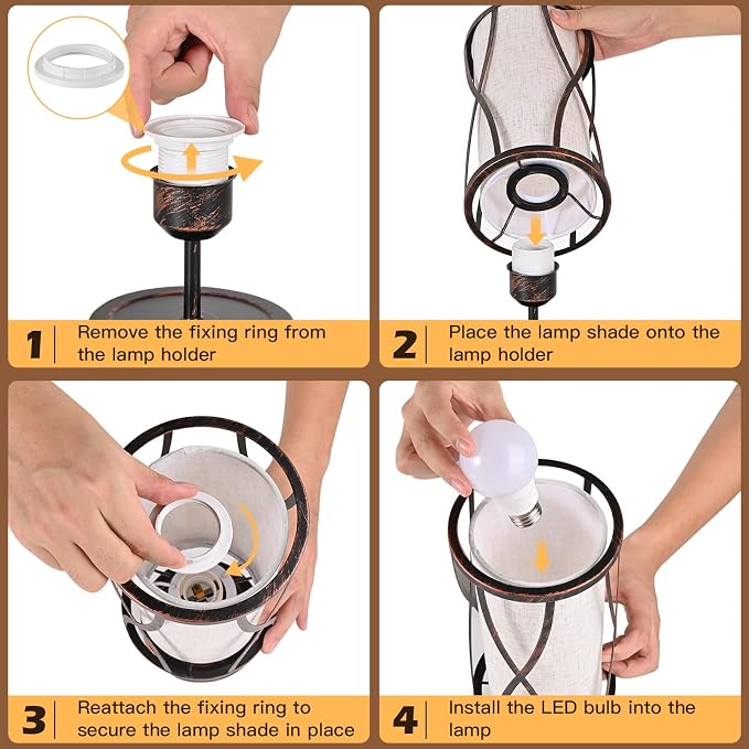 Distressed Table Lamps for Living Room, 3 Way Dimmable Touch Lamps, Small - Image 9