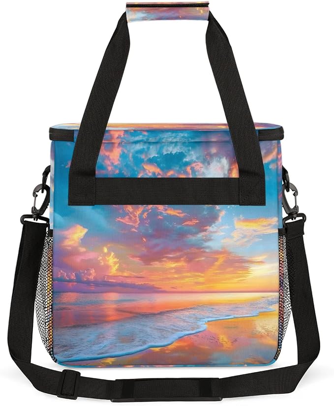 Hawaiian Beach Themed Coffee Maker Carring Bag, Large Insulated Storage - Image 5