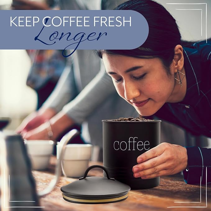 AuldHome Design Enamelware Black Coffee Canister; Modern Farmhouse Style Coffee - Image 8