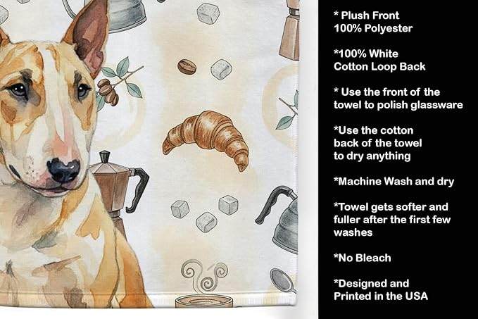 Caroline's Treasures Miniature Bull Terrier Coffee Bar Kitchen Towel Velour - Image 4