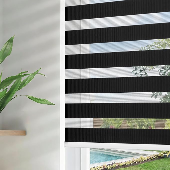 Joydeco Cordless Zebra Blinds for Windows, Dual Layer Free-Stop Zebra Shades by JOYDECO