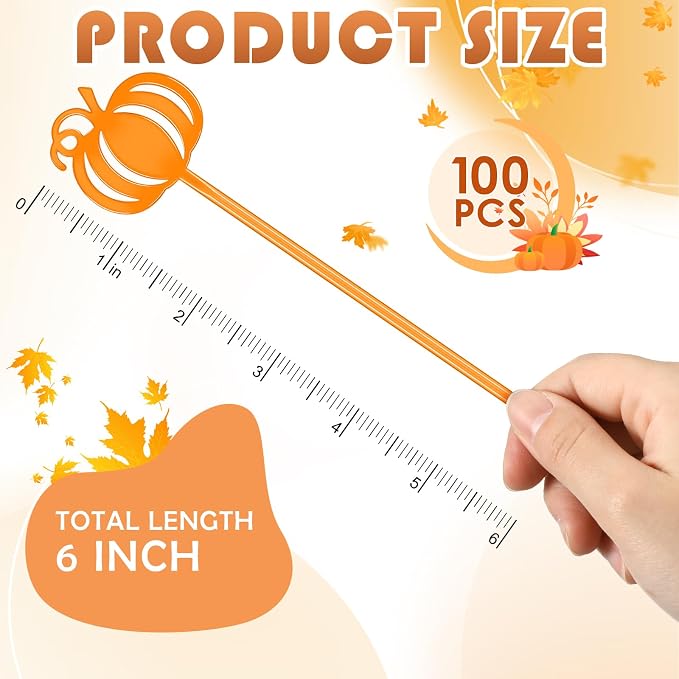 SiliFine 30 Pcs Fall Swizzle Sticks Plastic Coffee and Cocktail Stirrers - Image 2