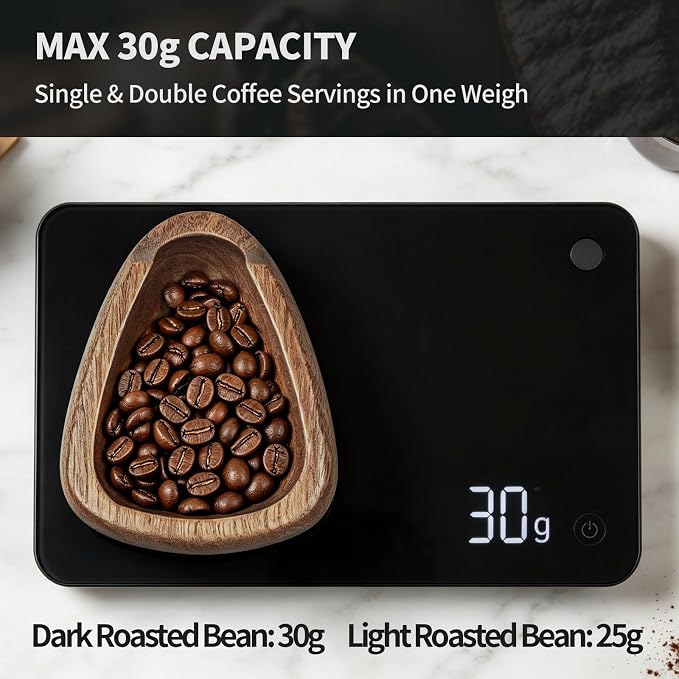 Coffee Bean Dosing Cup With Spray Bottle, Max 30G Walnut Wood Coffee Dosing Cup - Image 4