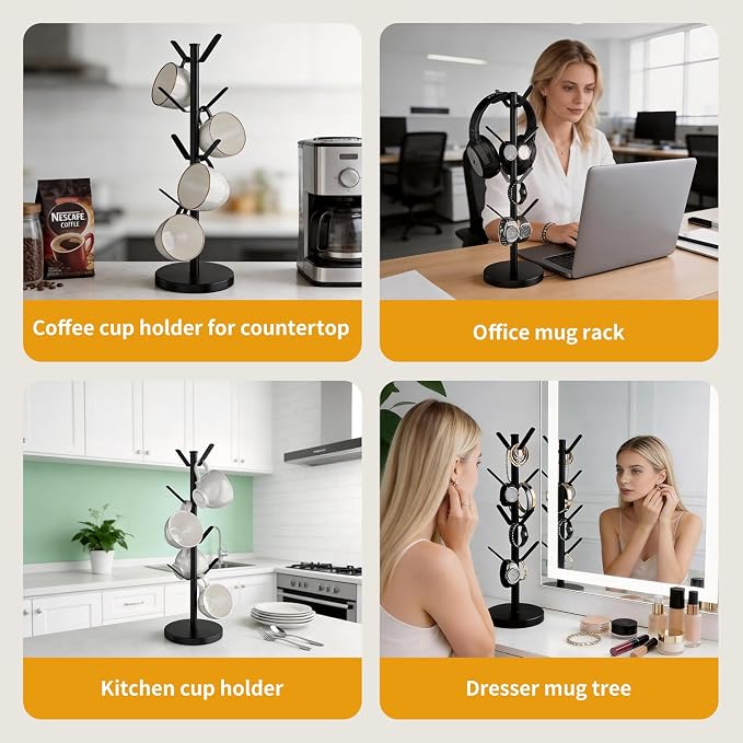 Stainless Steel Mug Holder Tree, Updated Thick Coffee Cup Holder Base, Coffee - Image 8