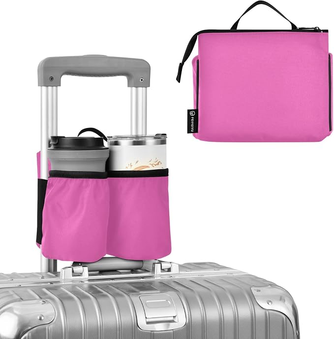 DOMIKING Hot Pink Travel Luggage Cup Holder by DOMIKING