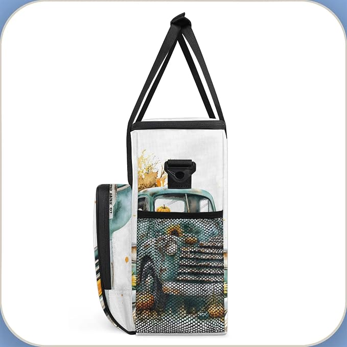 Truck Fall Pumpkin Sunflower Coffee Maker Carring Bag, Large Insulated Storage - Image 4