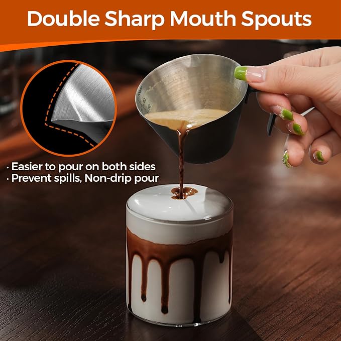 YARRAMATE 2Pcs Stainless Steel Espresso Shot Cup, Double Spout Metal Espresso - Image 3