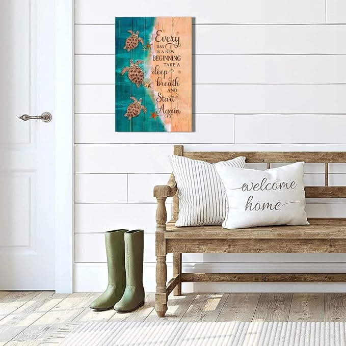 Turtle Wall Art Teal Picture Wall Decor Farmhouse Bathroom Wall Art Everyday is - Image 6