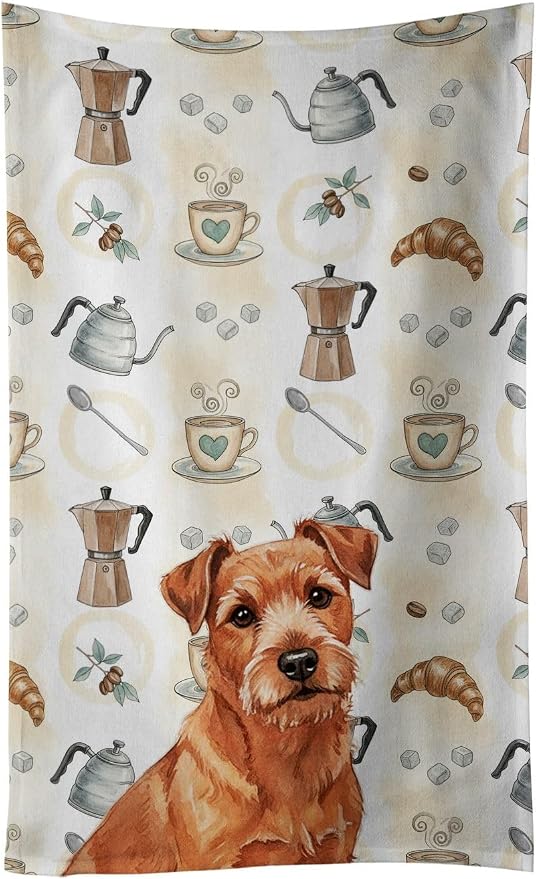 Caroline's Treasures Red Norfolk Terrier Coffee Bar Kitchen Towel Velour Plush by CarolinesTreasures
