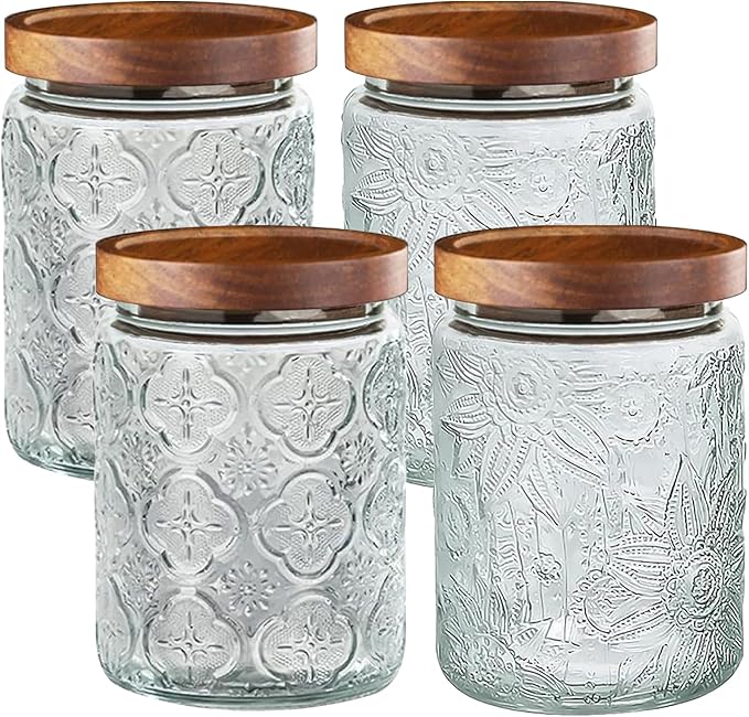 4-Pack 24 OZ Vintage Glass Jar by Unknown