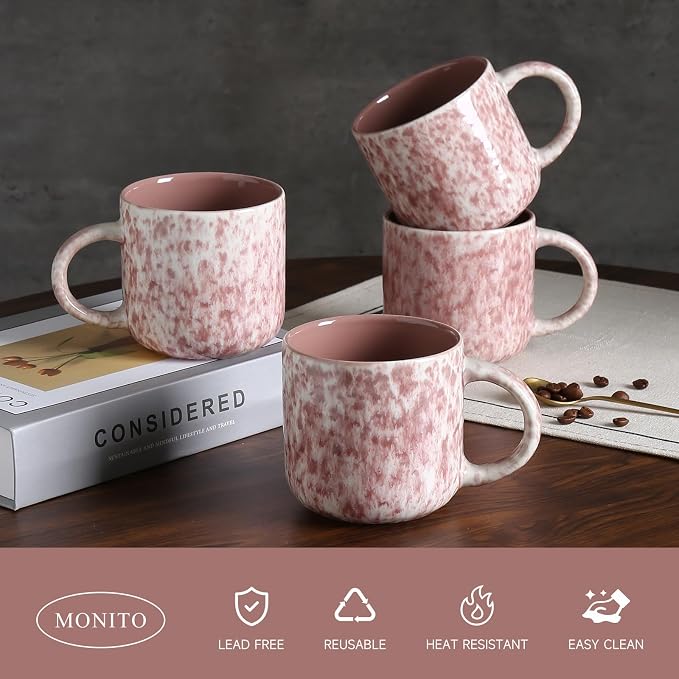 MONITO 12 OZ Coffee Mugs Set of 4, Ceramic Coffee Mugs, Modern Coffee Mugs Set - Image 3