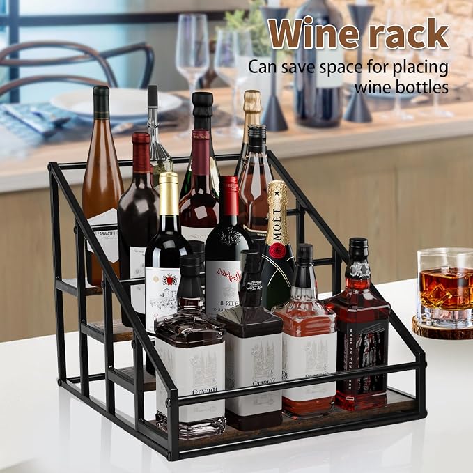 YQBRAO Coffee Syrup Rack Organizer, Liquor Bottle Display Shelf, Water cup - Image 8