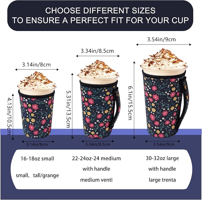 3 Piece Reusable Iced Coffee Sleeves Insulated Coffee Sleeves - Image 5