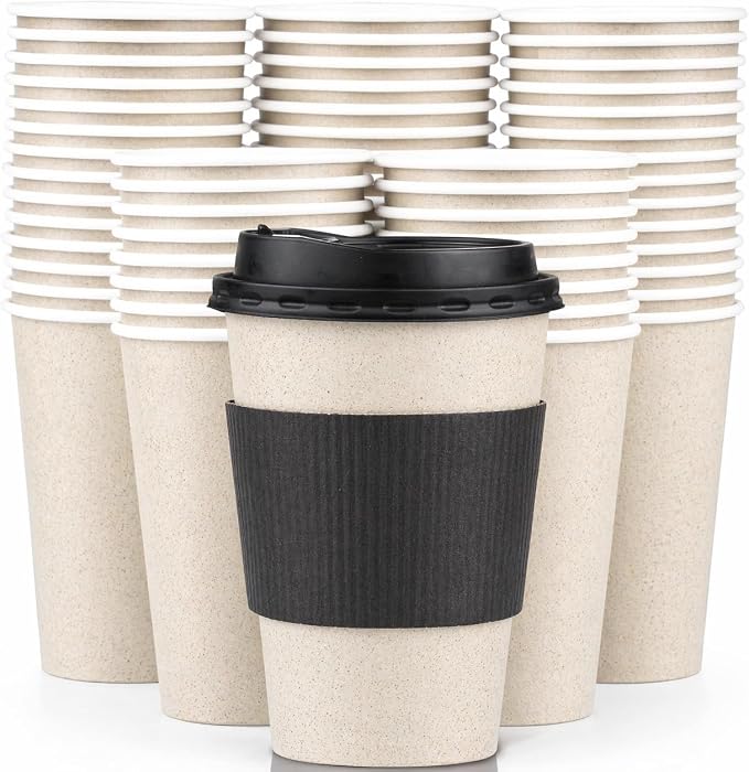 Promora 8 oz Disposable Natural Cream Coffee Cups by Promora