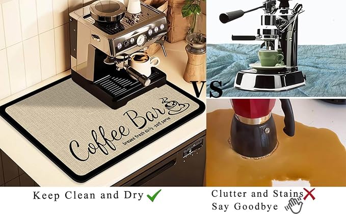 Coffee Mat for Countertops, Coffee Bar Accessories Fit Under Coffee Maker - Image 5