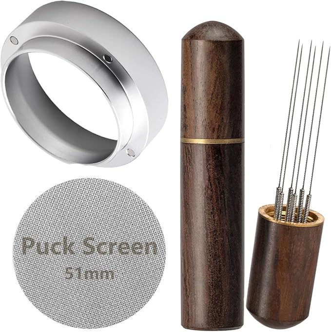 WDT Tool Espresso Accessories Kit: 51mm Dosing Funnel Puck Screen, 6 Stainless by Unknown