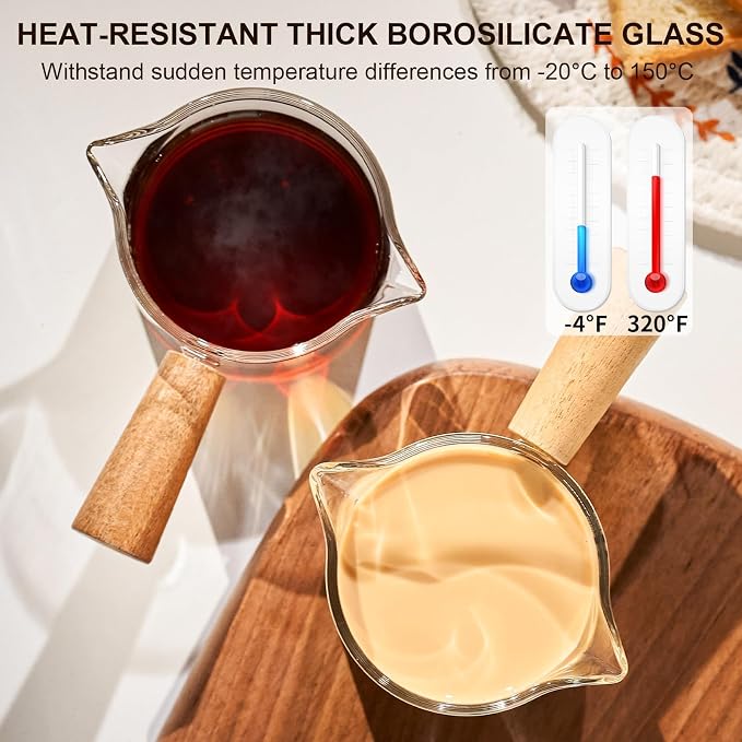 PARACITY Espresso Cups with Handle set of 2, 3.5OZ Double Spout Glass Measuring - Image 6