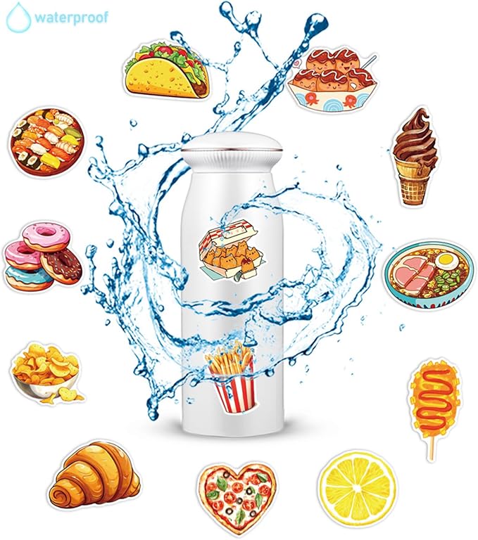 50 Pcs Fun Fast Food Stickers, 1.96-3.15inch Cartoon Food Decorative Stickers - Image 4