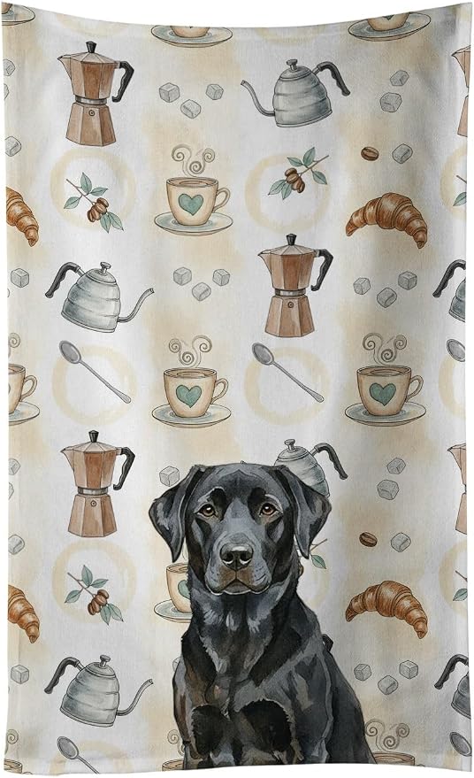 Caroline's Treasures Black Labrador Retriever Coffee Bar Kitchen Towel Velour by CarolinesTreasures