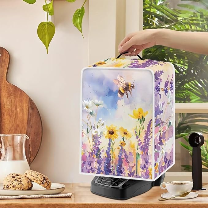 Daisy Sunflower Bees Coffee Machine Dust Resistant Protective Cover - Image 5