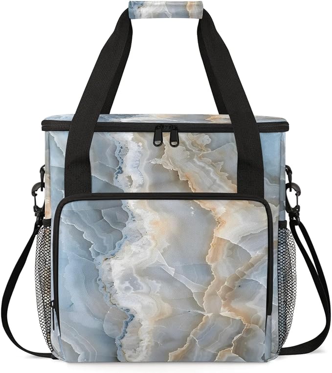Marble Abstract White Coffee Maker Carring Bag, Large Insulated Storage by Home