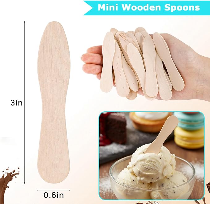 HANSGO 300PCS Small Wooden Spoons, Mini Single-Use Dessert Tasting Spoons - Image 2