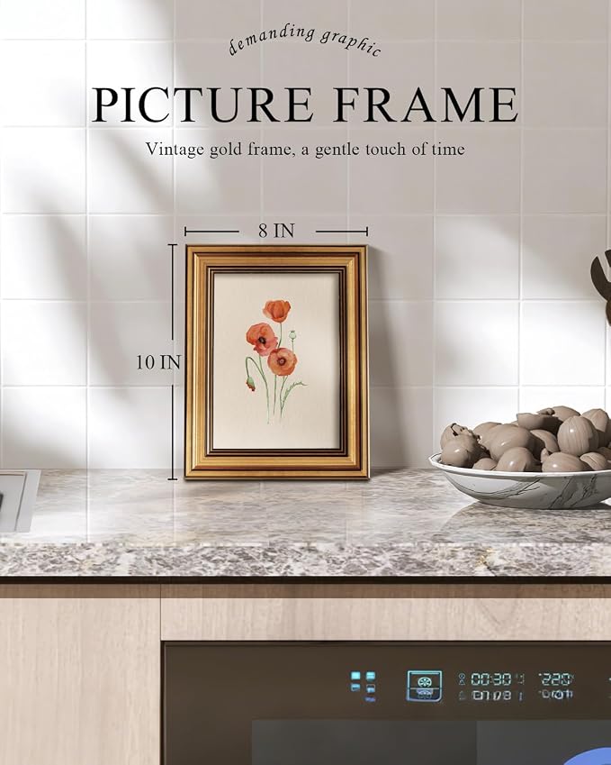 ARPEOTCY Vintage Gold Framed Canvas Wall Art, Botanical Floral Artwork - Image 2