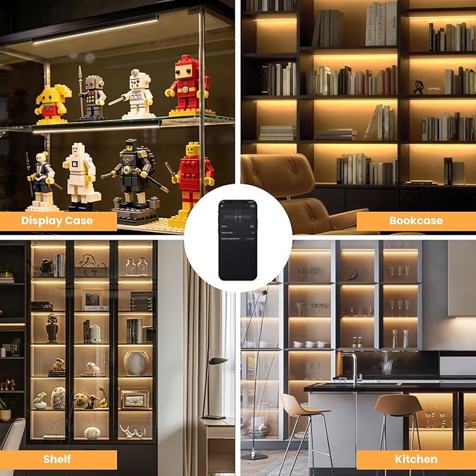 Black Shelf Lights, LED Bookcase Lighting Compatible - Image 6