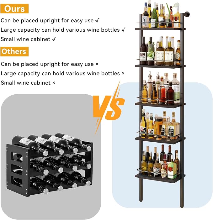 YMYNY 5-Tier Freestanding Wine Racks，Liquor Bottle Display Shelf - Image 2
