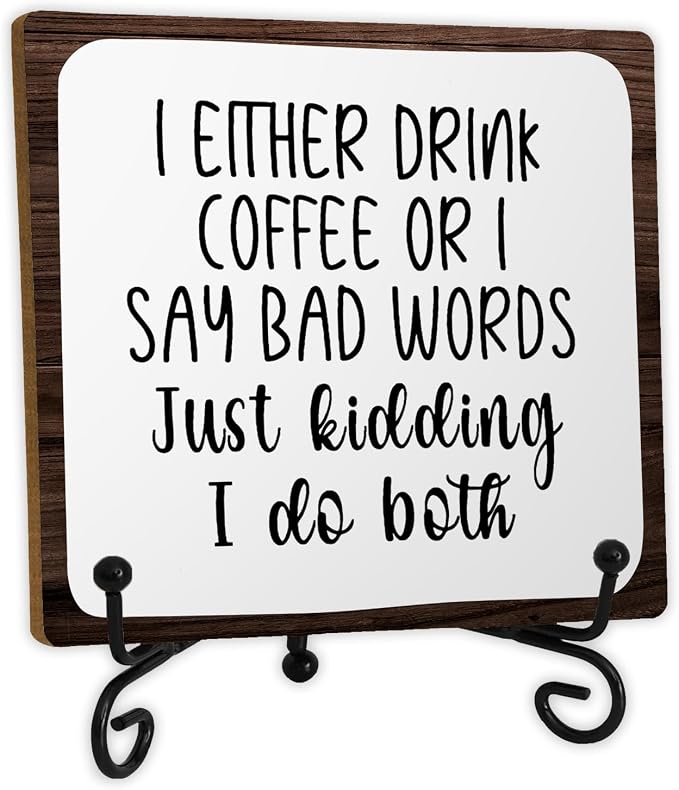 Coffee Bar Sign, 5x5 Inch Wooden Plaque by Unknown