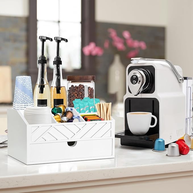 Coffee Bar Organizer with Drawer, Coffee Station Organizer - Image 8