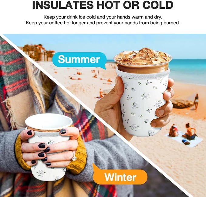 3 Pack Iced Coffee Cup Sleeve for Large Sized Cups, Reusable Neoprene Iced - Image 4