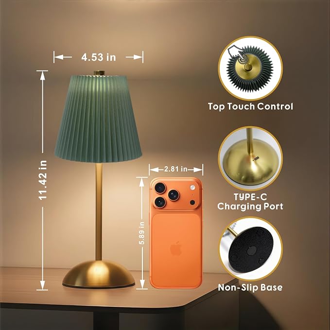 2-Pack Cordless Table Lamps LED, Small Wireless Battery Operated Lamp, 3 Color - Image 3
