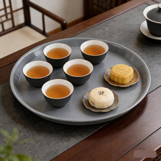 4 Pcs 13.6'' Restaurant Serving Trays, Plastic Non Slip Tray - Image 5