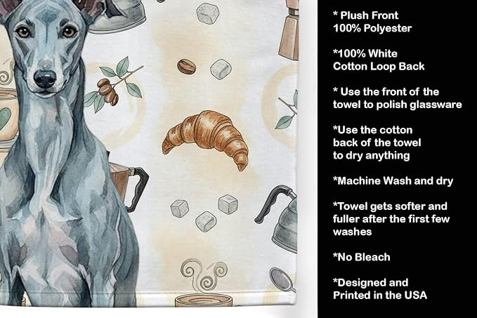 Caroline's Treasures Blue Brindle Greyhound Coffee Bar Kitchen Towel Velour - Image 4