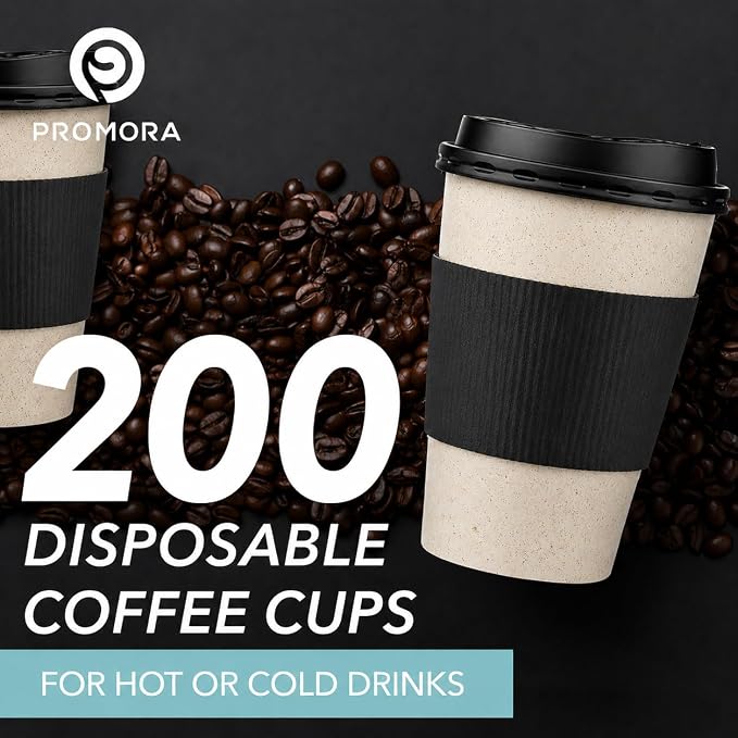 Promora 8 oz Disposable Natural Cream Coffee Cups - Image 3