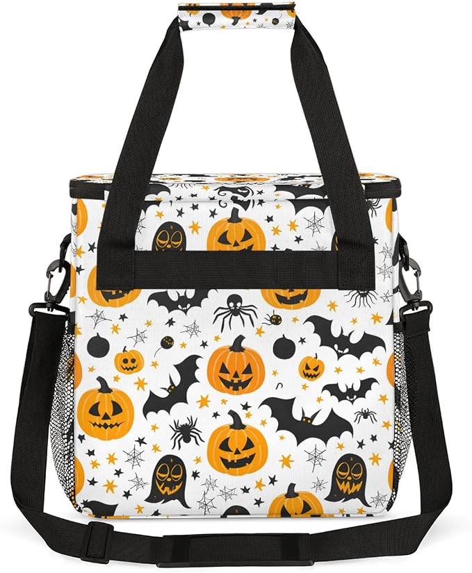 Halloween Pumpkin Bat Theme Coffee Maker Carring Bag, Large Insulated Storage - Image 5