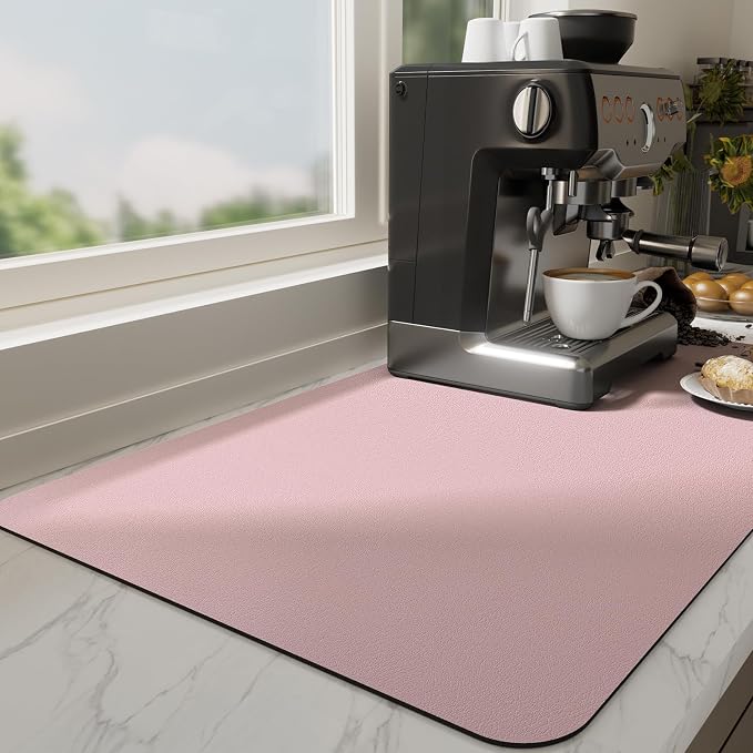 Ecotrim Absorbent Coffee Mat, Stain Hiding PU Leather Surface, Non-Slip Natural by Unknown