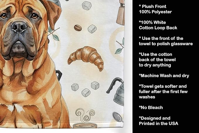 Caroline's Treasures Red Bullmastiff Coffee Bar Kitchen Towel Velour Plush - Image 4