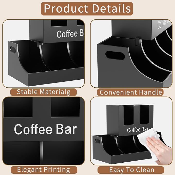 Coffee Station Organizer, Wooden Coffee Bar Organizer - Image 7